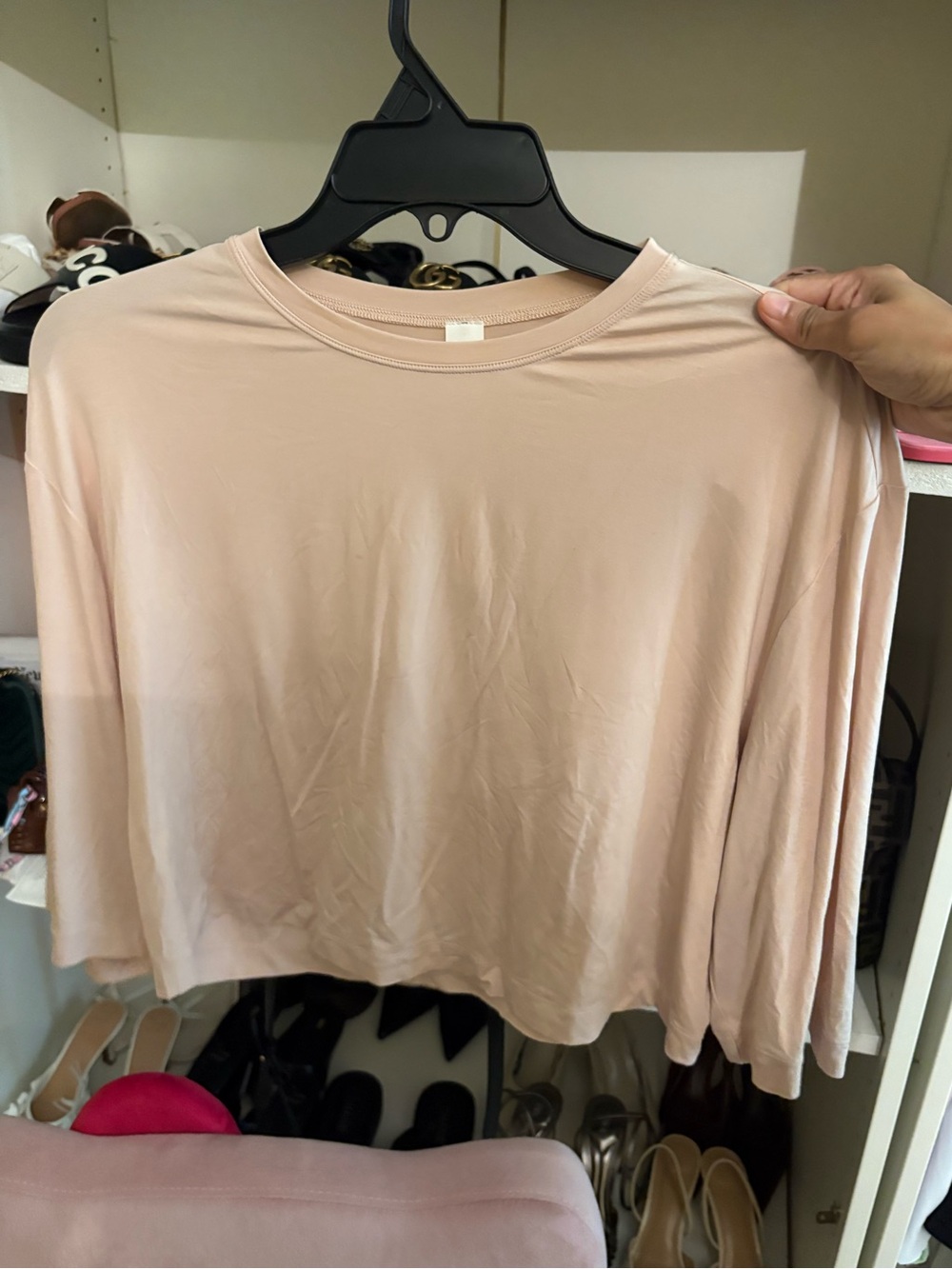 lululemon athletica Pale Pink Long Sleeve Boxy Tee